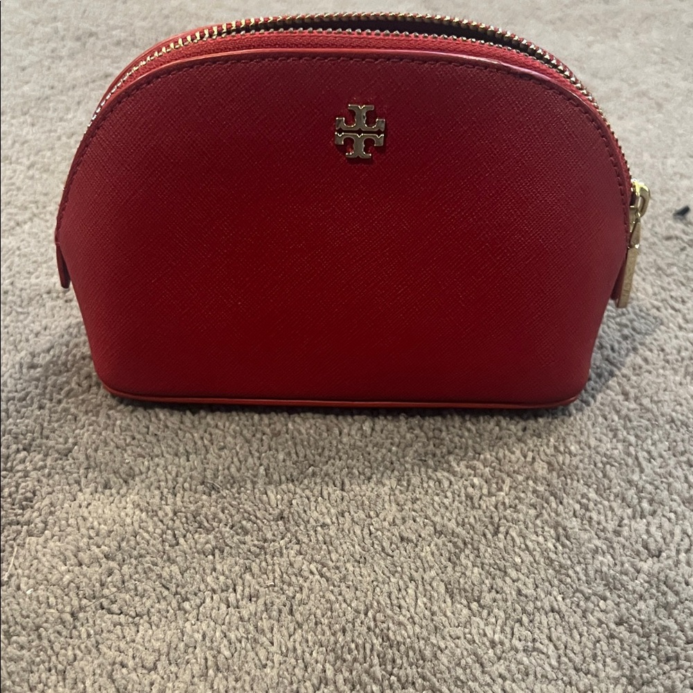 Tory Burch Red Pouch with Gold Logo